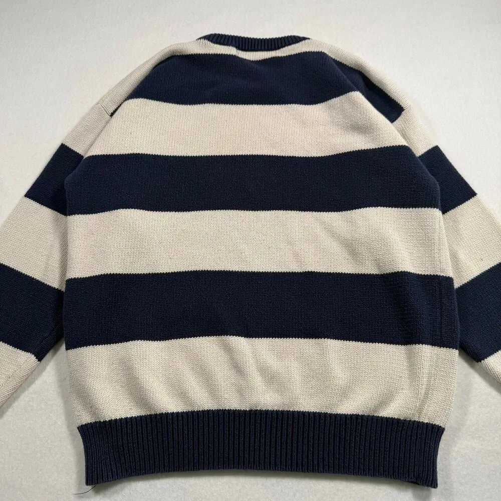Vintage John Ashford striped oversized knit cotton crewneck sweater size large